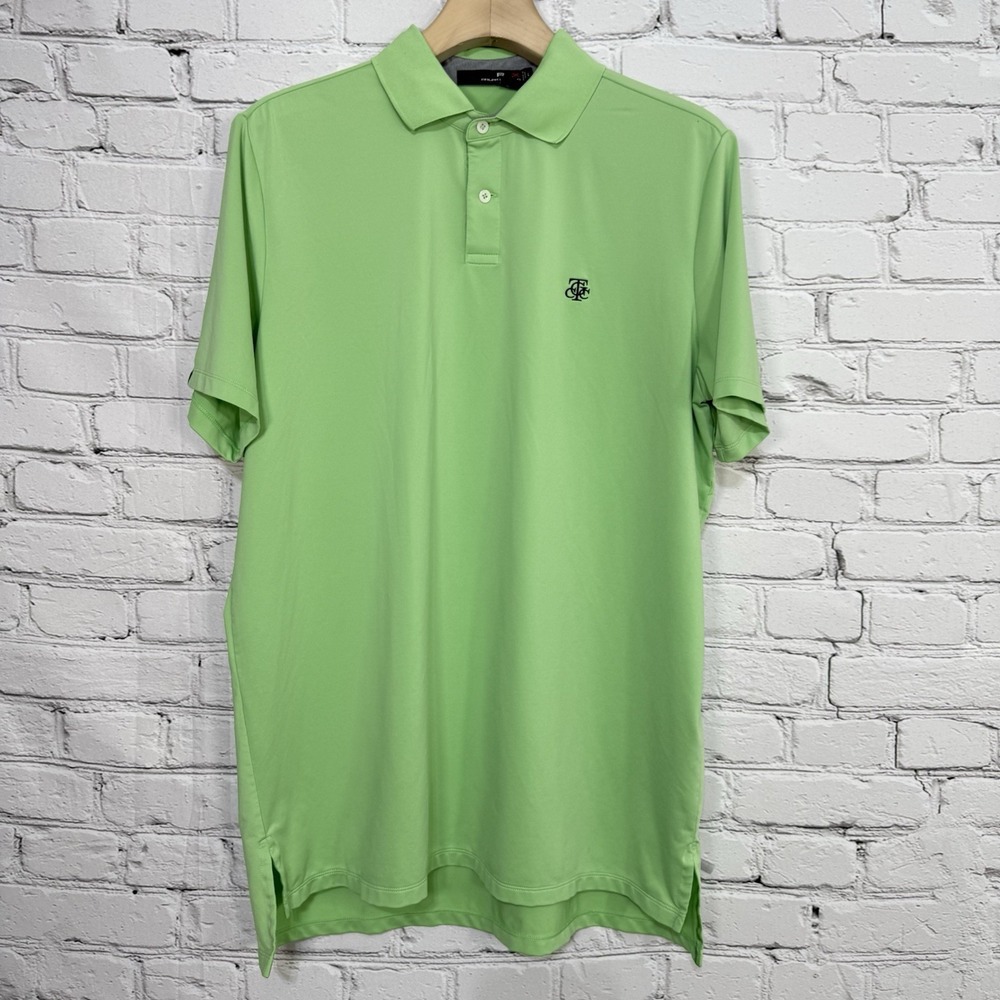 RLX Ralph Lauren Polo Shirt L Green Short Sleeve Towson Golf & Country Club Logo